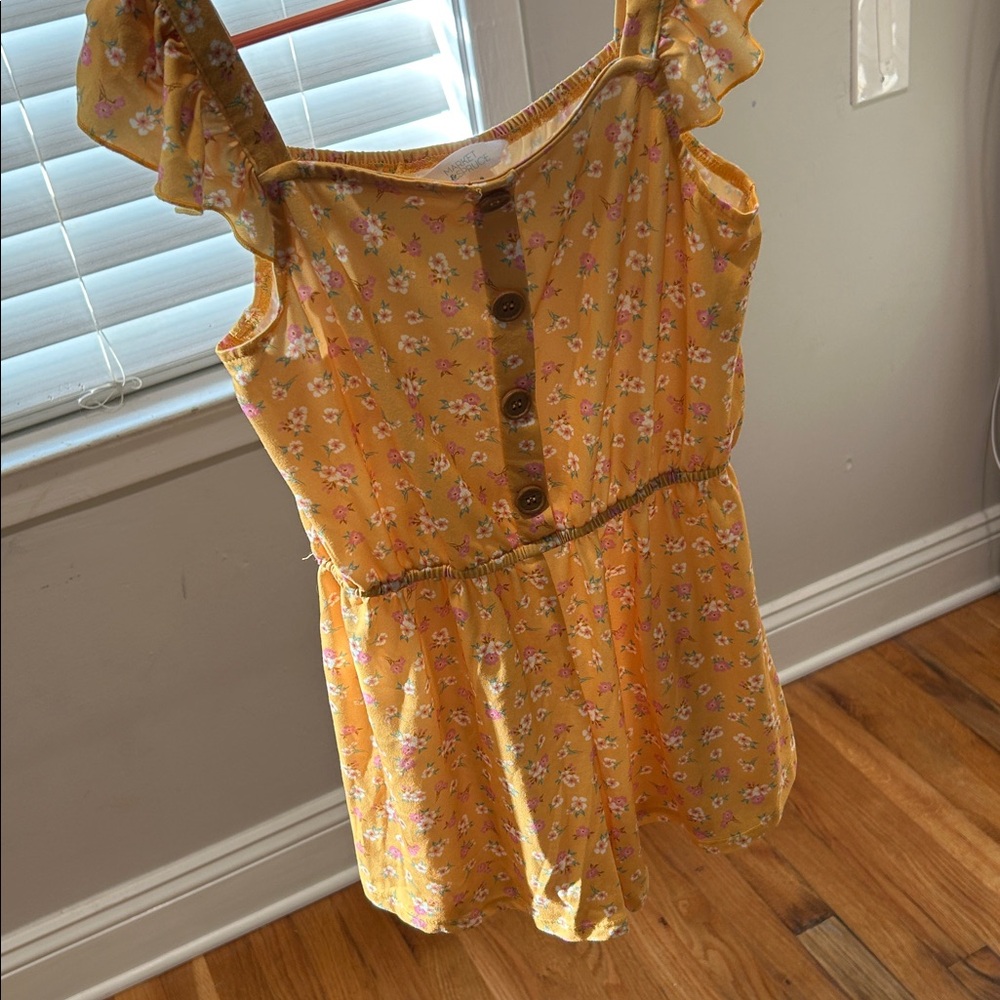 Market and Spruce Size 8 Girls Yellow Floral Button-Front Romper